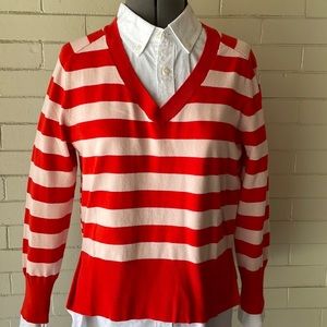 Riley & Rae striped V neck sweater with side slits